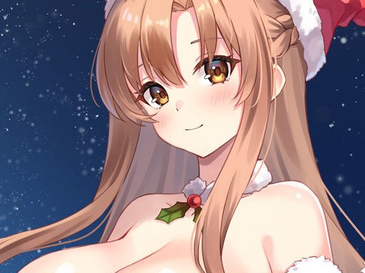 Quebra-cabeça de azulejos de meninas de anime com vestido vermelho