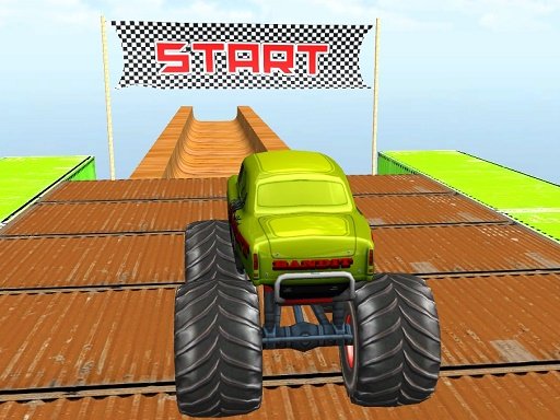 Monster truck faz acrobacias em mega rampas
