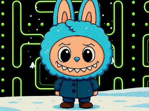 Aventura de inverno Labubu Pacman